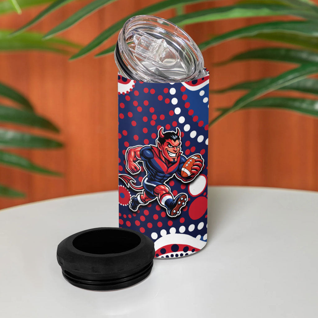 Melbourne Demons 4 in 1 Can Cooler Tumbler Aboriginal Dot Pattern - Football Mascot Heritage Pride
