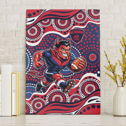 Melbourne Demons Canvas Wall Art Aboriginal Dot Pattern - Football Mascot Heritage Pride
