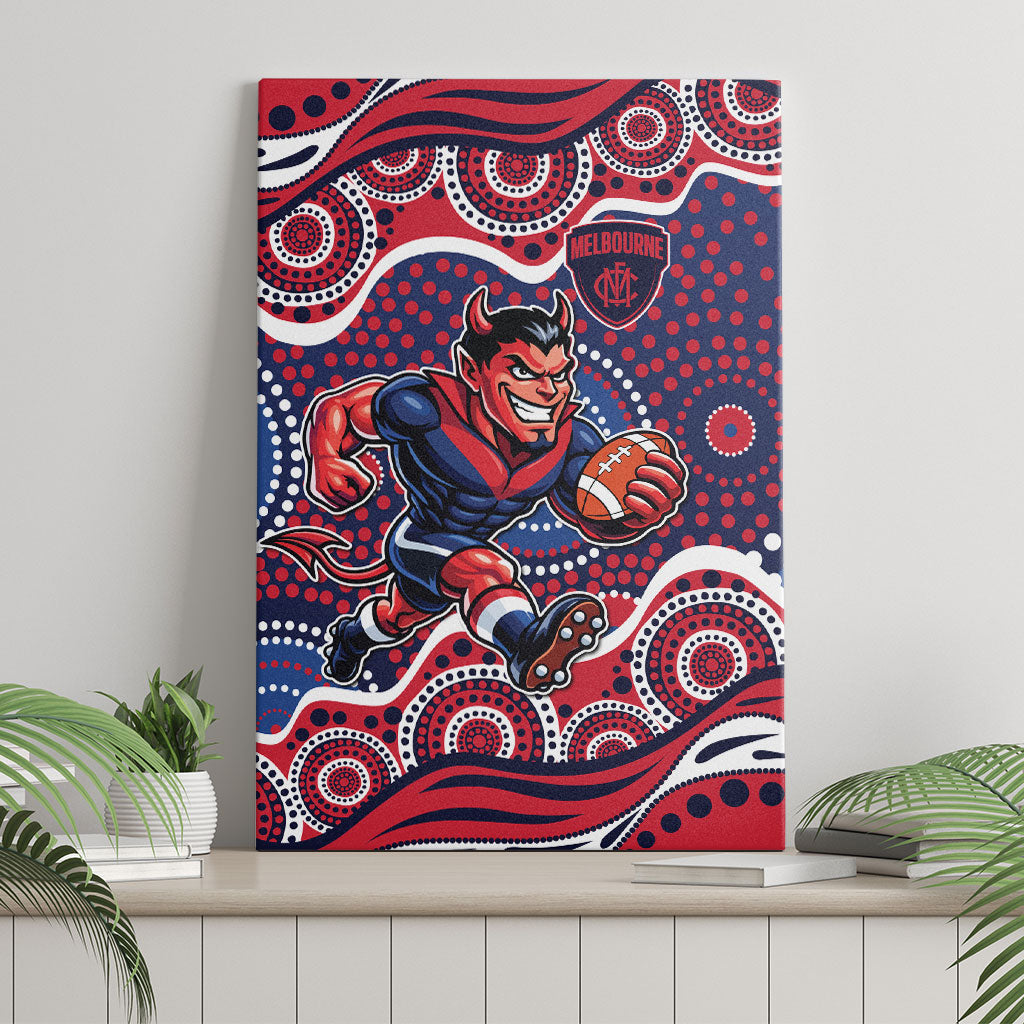 Melbourne Demons Canvas Wall Art Aboriginal Dot Pattern - Football Mascot Heritage Pride