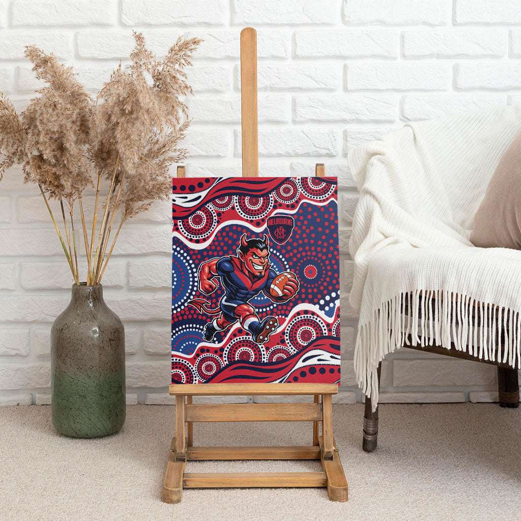 Melbourne Demons Canvas Wall Art Aboriginal Dot Pattern - Football Mascot Heritage Pride