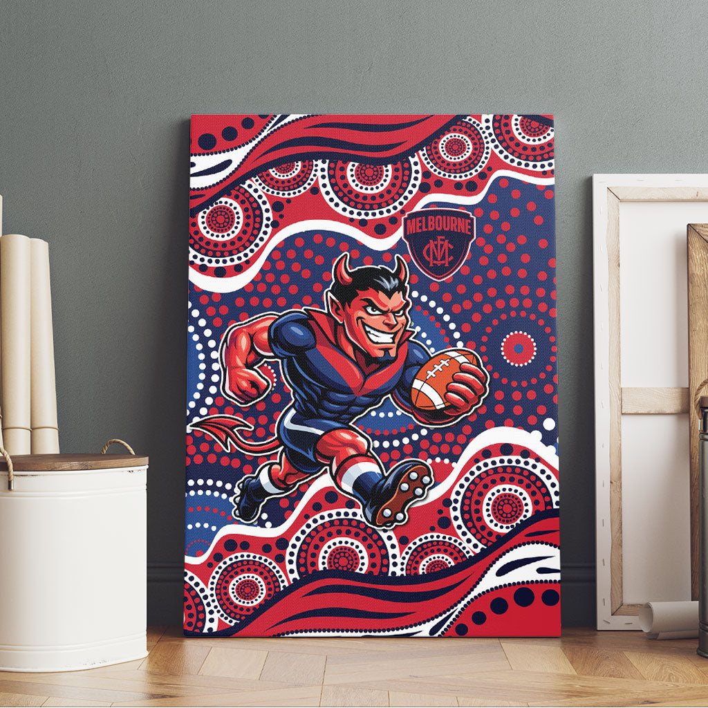 Melbourne Demons Canvas Wall Art Aboriginal Dot Pattern - Football Mascot Heritage Pride