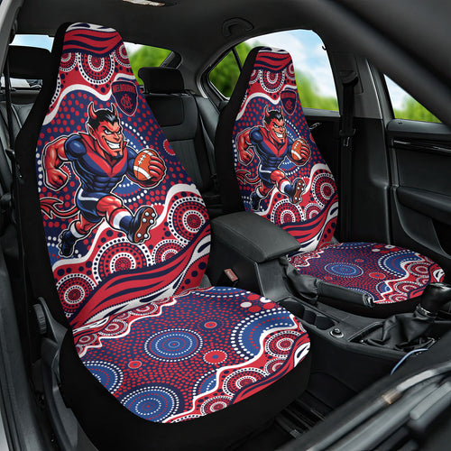 Melbourne Demons Car Seat Cover Aboriginal Dot Pattern - Football Mascot Heritage Pride