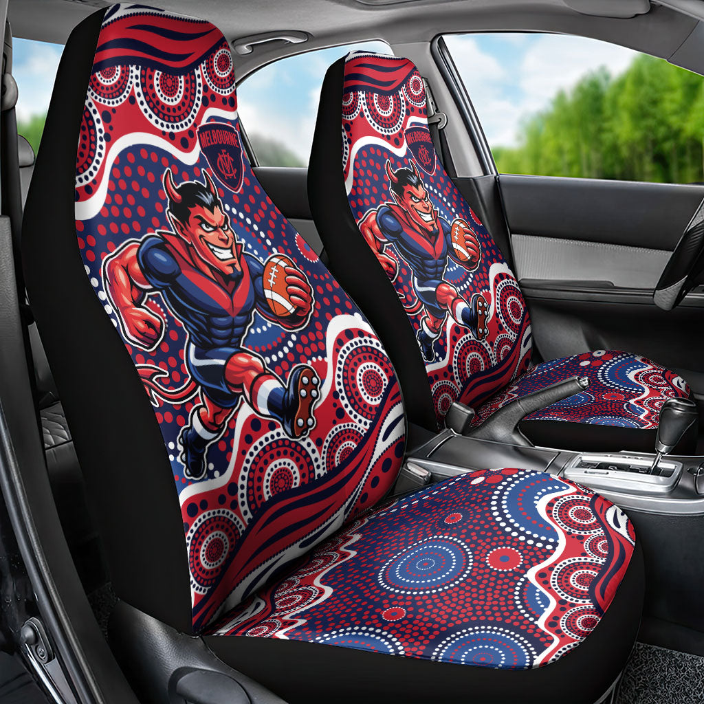 Melbourne Demons Car Seat Cover Aboriginal Dot Pattern - Football Mascot Heritage Pride