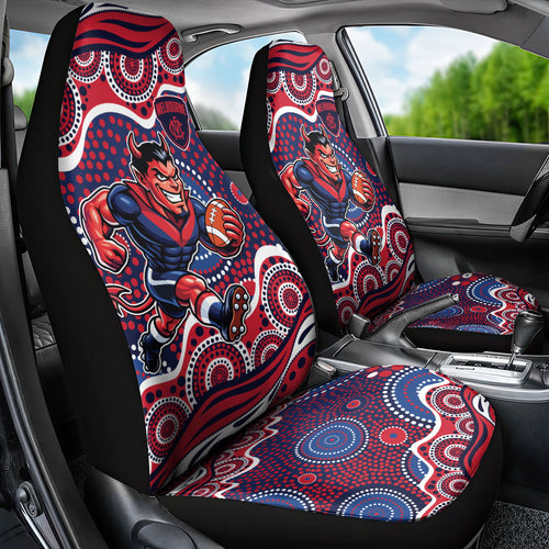 Melbourne Demons Car Seat Cover Aboriginal Dot Pattern - Football Mascot Heritage Pride