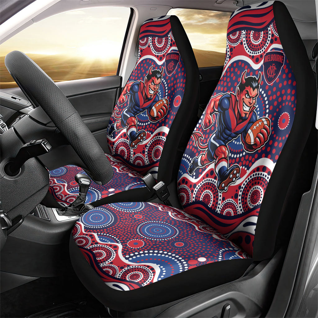 Melbourne Demons Car Seat Cover Aboriginal Dot Pattern - Football Mascot Heritage Pride