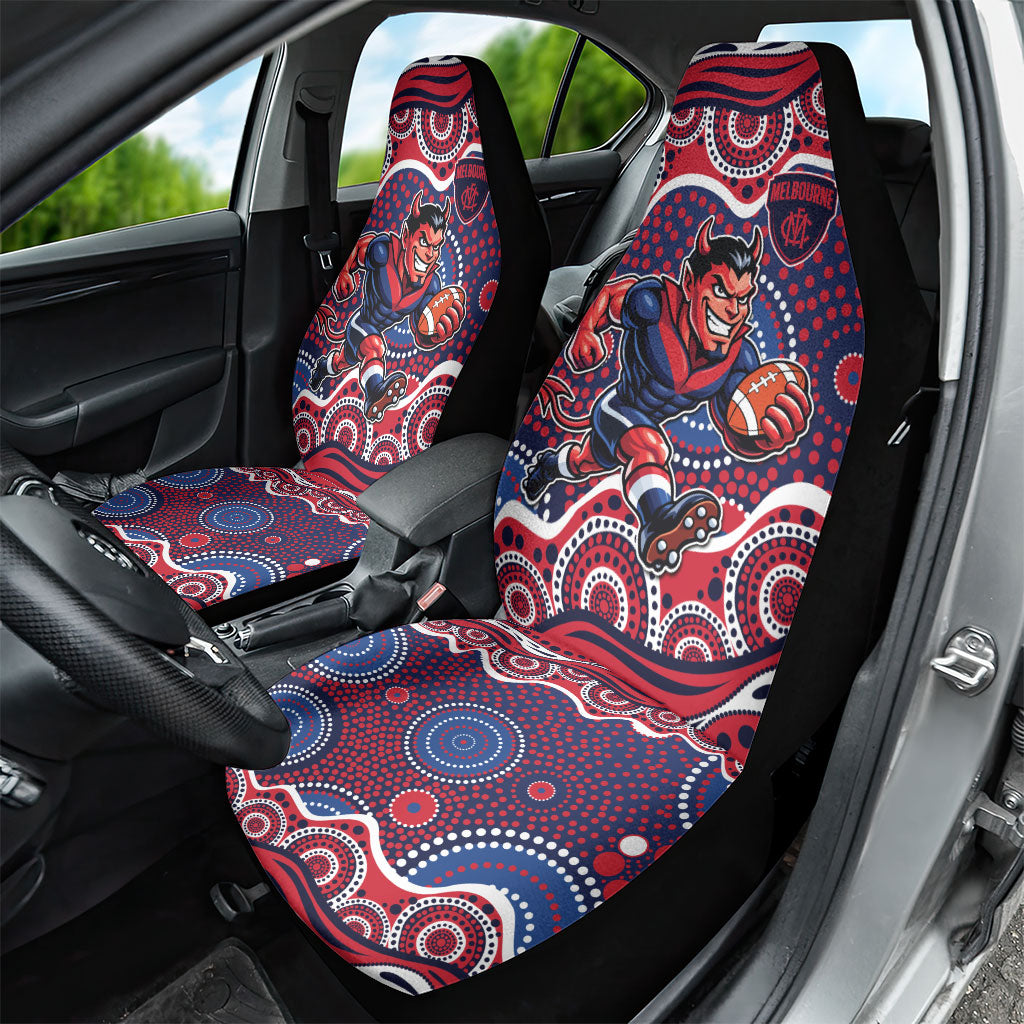 Melbourne Demons Car Seat Cover Aboriginal Dot Pattern - Football Mascot Heritage Pride