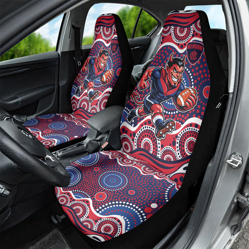 Melbourne Demons Car Seat Cover Aboriginal Dot Pattern - Football Mascot Heritage Pride