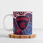 Melbourne Demons Ceramic Mug Aboriginal Dot Pattern - Football Mascot Heritage Pride