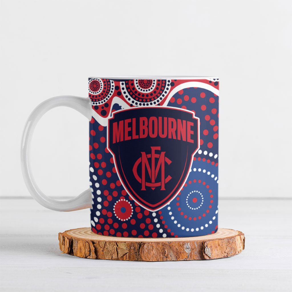 Melbourne Demons Ceramic Mug Aboriginal Dot Pattern - Football Mascot Heritage Pride