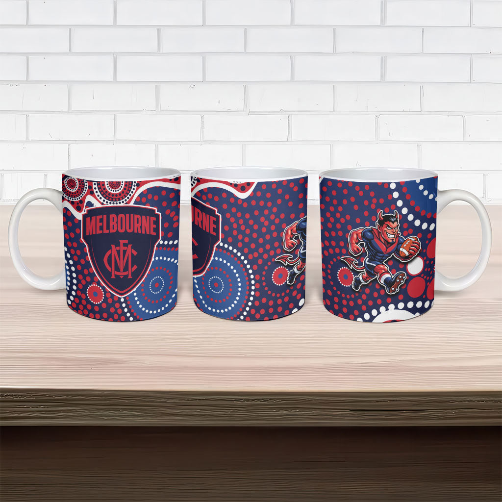 Melbourne Demons Ceramic Mug Aboriginal Dot Pattern - Football Mascot Heritage Pride