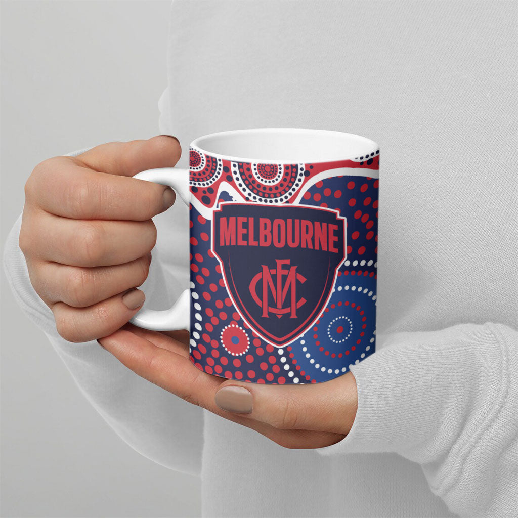 Melbourne Demons Ceramic Mug Aboriginal Dot Pattern - Football Mascot Heritage Pride