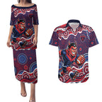 Melbourne Demons Couples Matching Puletasi and Hawaiian Shirt Aboriginal Dot Pattern - Football Mascot Heritage Pride