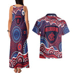 Melbourne Demons Couples Matching Tank Maxi Dress and Hawaiian Shirt Aboriginal Dot Pattern - Football Mascot Heritage Pride