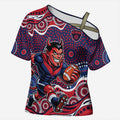 Melbourne Demons Cross Shoulder Shirt Aboriginal Dot Pattern - Football Mascot Heritage Pride