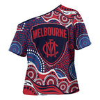 Melbourne Demons Cross Shoulder Shirt Aboriginal Dot Pattern - Football Mascot Heritage Pride