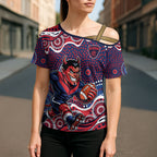 Melbourne Demons Cross Shoulder Shirt Aboriginal Dot Pattern - Football Mascot Heritage Pride