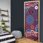 Melbourne Demons Door Cover Aboriginal Dot Pattern - Football Mascot Heritage Pride