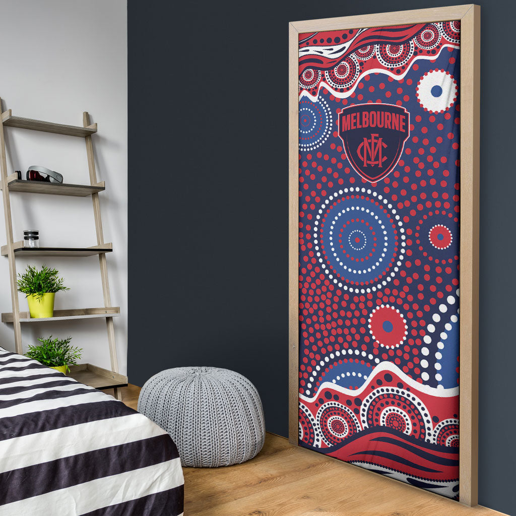 Melbourne Demons Door Cover Aboriginal Dot Pattern - Football Mascot Heritage Pride