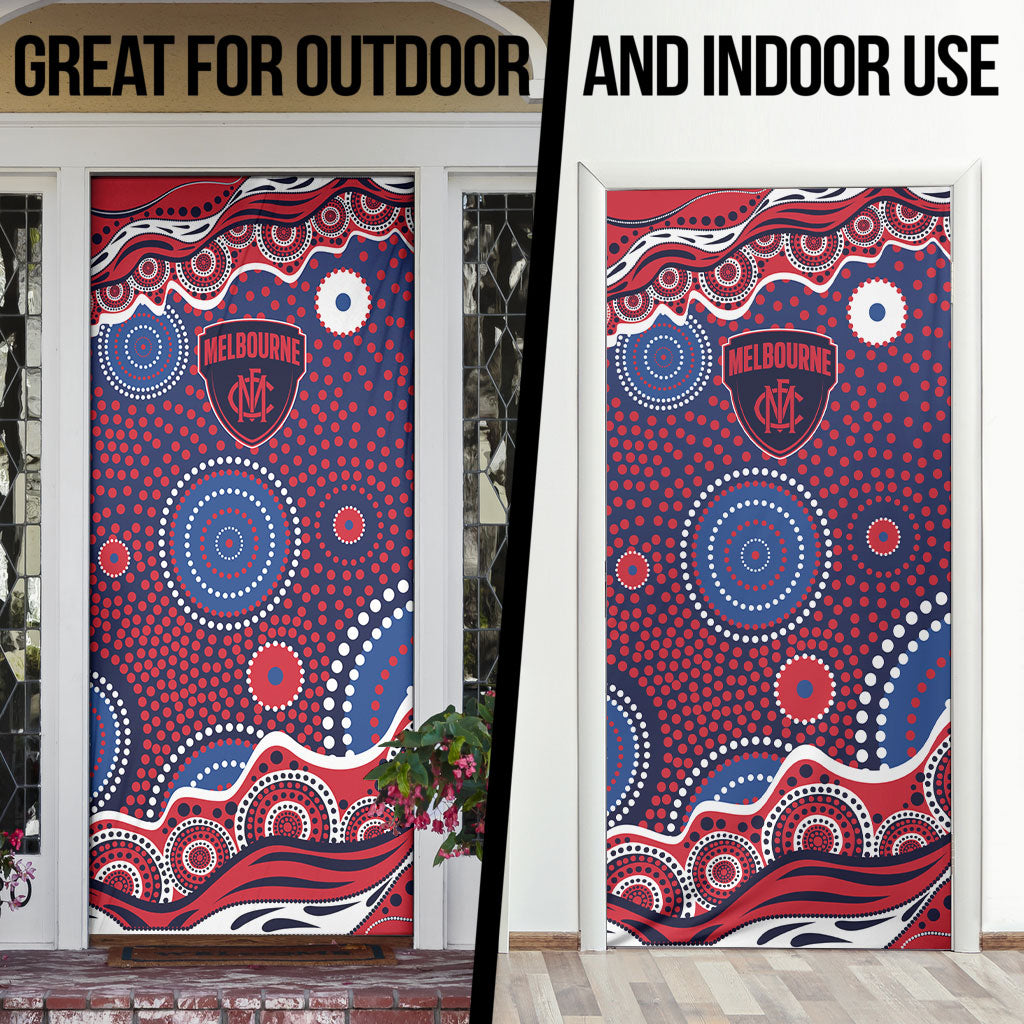 Melbourne Demons Door Cover Aboriginal Dot Pattern - Football Mascot Heritage Pride