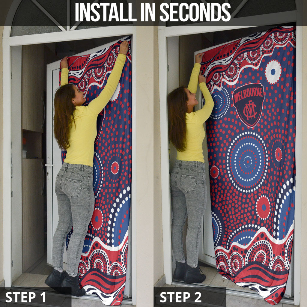Melbourne Demons Door Cover Aboriginal Dot Pattern - Football Mascot Heritage Pride