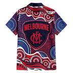 Melbourne Demons Family Matching Long Sleeve Bodycon Dress and Hawaiian Shirt Aboriginal Dot Pattern - Football Mascot Heritage Pride