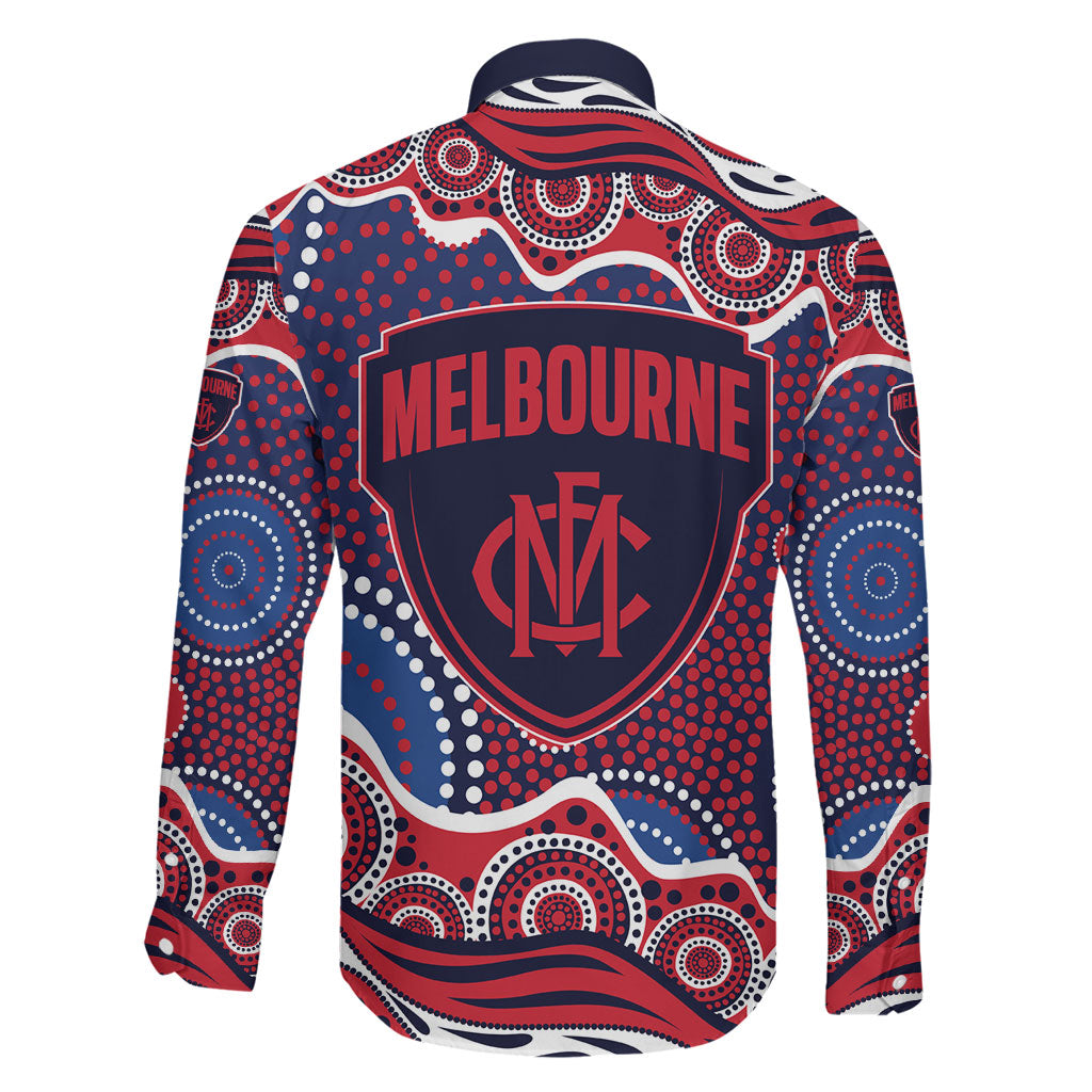Melbourne Demons Family Matching Long Sleeve Bodycon Dress and Hawaiian Shirt Aboriginal Dot Pattern - Football Mascot Heritage Pride