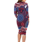 Melbourne Demons Family Matching Long Sleeve Bodycon Dress and Hawaiian Shirt Aboriginal Dot Pattern - Football Mascot Heritage Pride