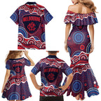 Melbourne Demons Family Matching Mermaid Dress and Hawaiian Shirt Aboriginal Dot Pattern - Football Mascot Heritage Pride