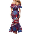 Melbourne Demons Family Matching Mermaid Dress and Hawaiian Shirt Aboriginal Dot Pattern - Football Mascot Heritage Pride
