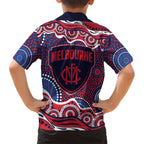 Melbourne Demons Family Matching Off The Shoulder Long Sleeve Dress and Hawaiian Shirt Aboriginal Dot Pattern - Football Mascot Heritage Pride