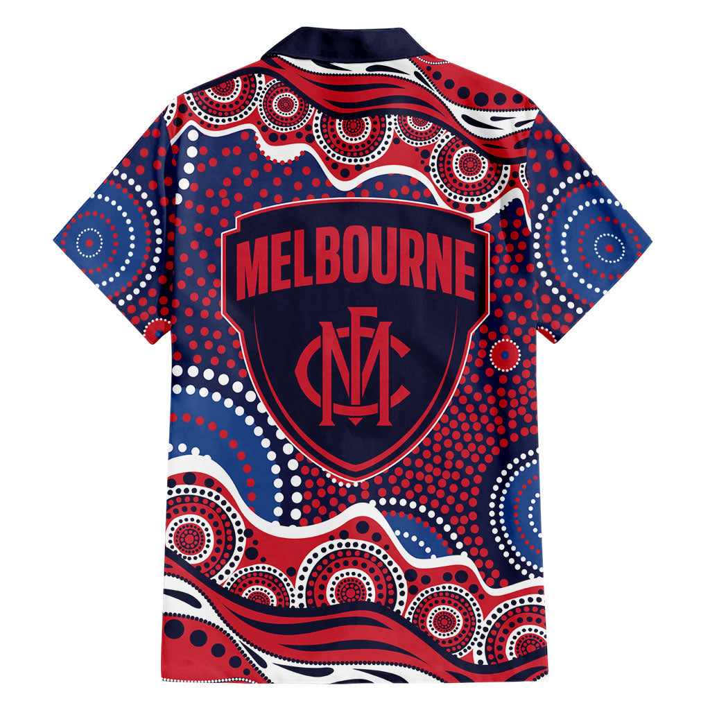 Melbourne Demons Family Matching Off Shoulder Maxi Dress and Hawaiian Shirt Aboriginal Dot Pattern - Football Mascot Heritage Pride