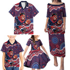 Melbourne Demons Family Matching Puletasi and Hawaiian Shirt Aboriginal Dot Pattern - Football Mascot Heritage Pride