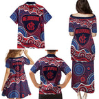 Melbourne Demons Family Matching Puletasi and Hawaiian Shirt Aboriginal Dot Pattern - Football Mascot Heritage Pride