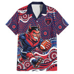 Melbourne Demons Family Matching Puletasi and Hawaiian Shirt Aboriginal Dot Pattern - Football Mascot Heritage Pride