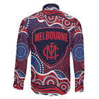 Melbourne Demons Family Matching Puletasi and Hawaiian Shirt Aboriginal Dot Pattern - Football Mascot Heritage Pride