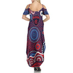 Melbourne Demons Family Matching Summer Maxi Dress and Hawaiian Shirt Aboriginal Dot Pattern - Football Mascot Heritage Pride