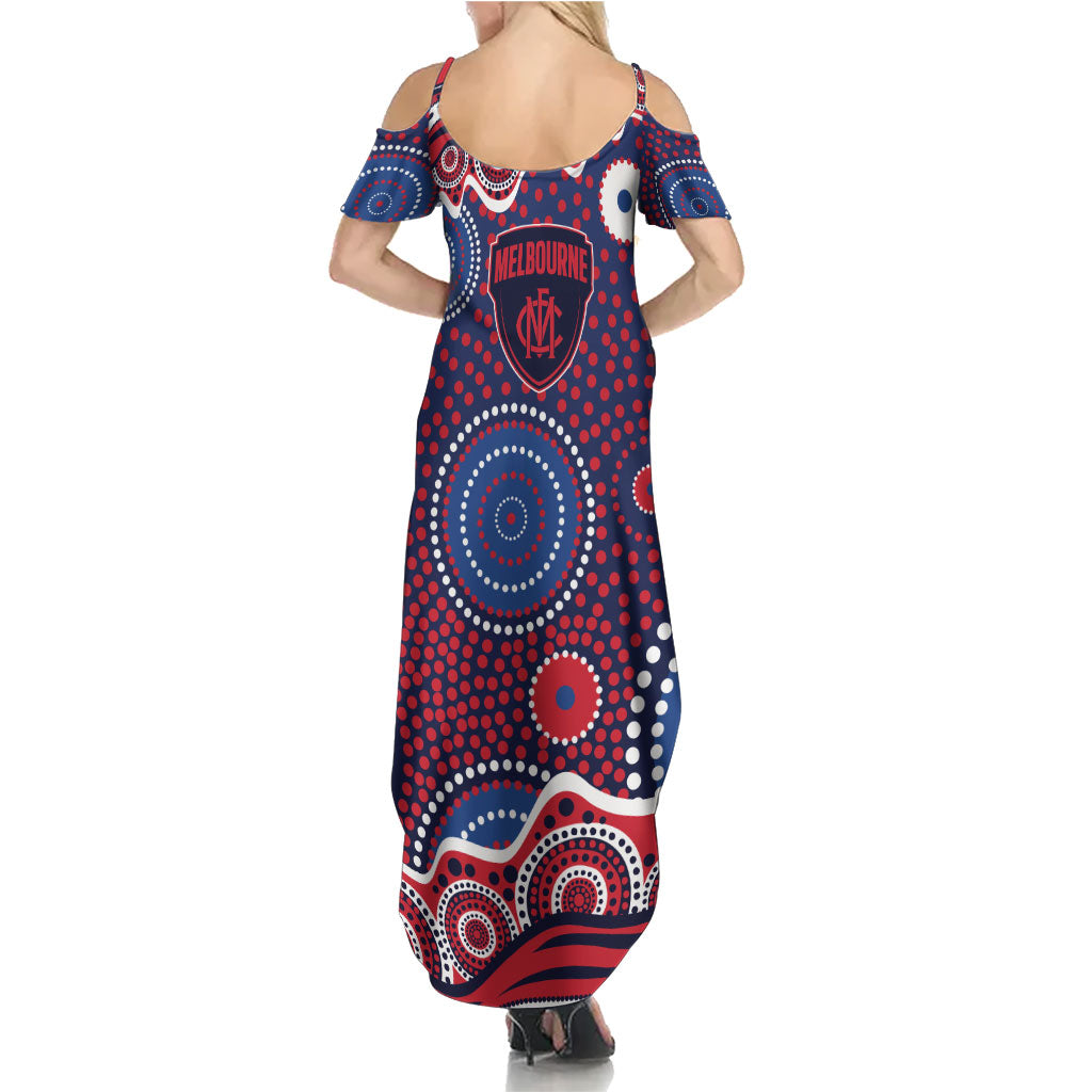 Melbourne Demons Family Matching Summer Maxi Dress and Hawaiian Shirt Aboriginal Dot Pattern - Football Mascot Heritage Pride