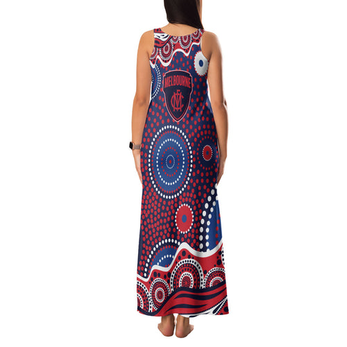 Melbourne Demons Family Matching Tank Maxi Dress and Hawaiian Shirt Aboriginal Dot Pattern - Football Mascot Heritage Pride