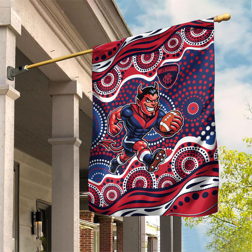 Melbourne Demons Garden Flag Aboriginal Dot Pattern - Football Mascot Heritage Pride