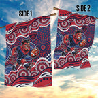 Melbourne Demons Garden Flag Aboriginal Dot Pattern - Football Mascot Heritage Pride