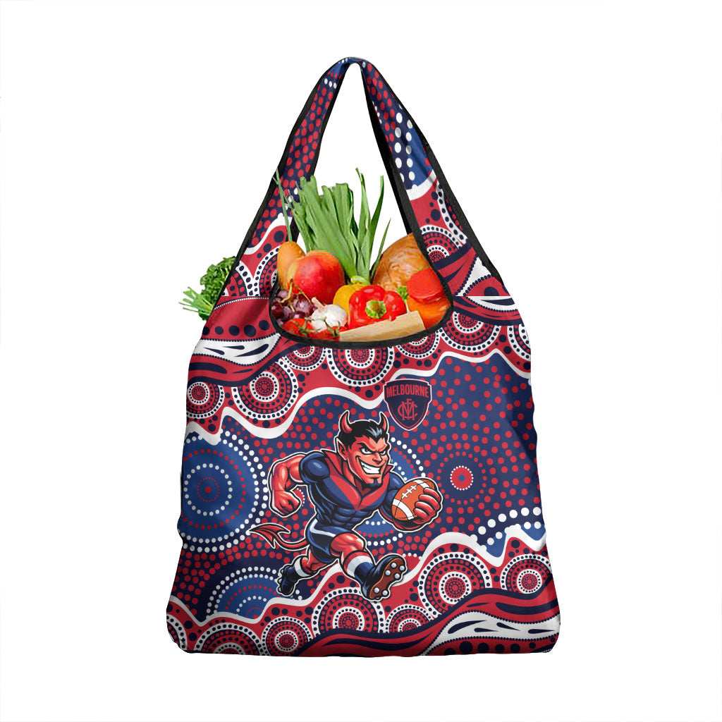 Melbourne Demons Grocery Bag Aboriginal Dot Pattern - Football Mascot Heritage Pride