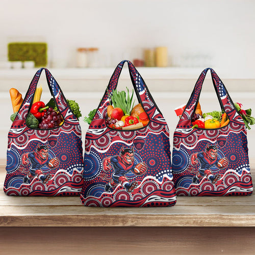 Melbourne Demons Grocery Bag Aboriginal Dot Pattern - Football Mascot Heritage Pride