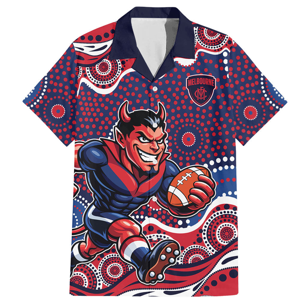 Melbourne Demons Hawaiian Shirt Aboriginal Dot Pattern - Football Mascot Heritage Pride