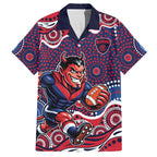 Melbourne Demons Hawaiian Shirt Aboriginal Dot Pattern - Football Mascot Heritage Pride