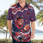 Melbourne Demons Hawaiian Shirt Aboriginal Dot Pattern - Football Mascot Heritage Pride