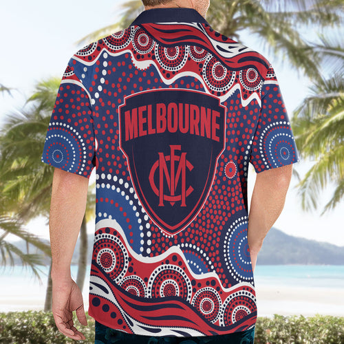 Melbourne Demons Hawaiian Shirt Aboriginal Dot Pattern - Football Mascot Heritage Pride