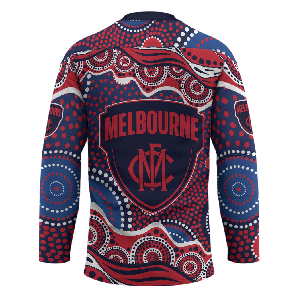 Melbourne Demons Hockey Jersey Aboriginal Dot Pattern - Football Mascot Heritage Pride