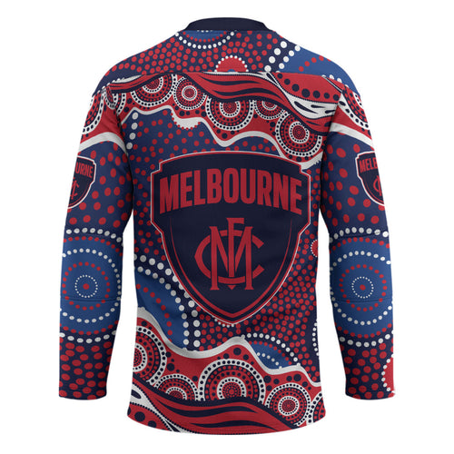 Melbourne Demons Hockey Jersey Aboriginal Dot Pattern - Football Mascot Heritage Pride