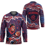 Melbourne Demons Hockey Jersey Aboriginal Dot Pattern - Football Mascot Heritage Pride