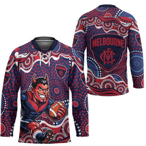 Melbourne Demons Hockey Jersey Aboriginal Dot Pattern - Football Mascot Heritage Pride